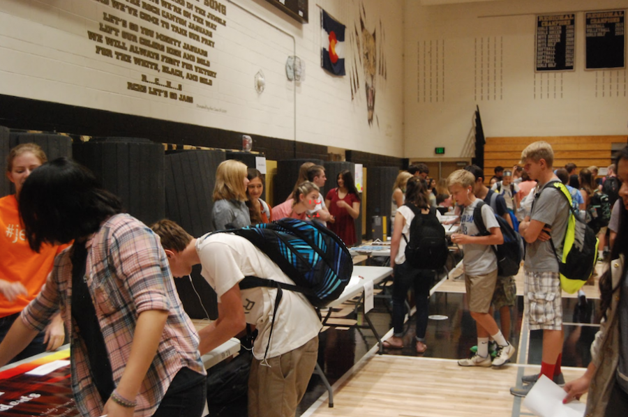 On August 23, 2016 students gather in the gym to sign up for clubs to participate in during the new school year.