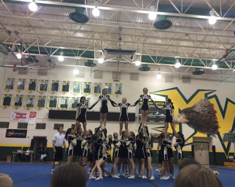 Saturday, Feb. 3, the varsity cheer team had their last in-state competition at Mountain Vista High School before they leave for Nationals, Wednesday, Feb. 7.  