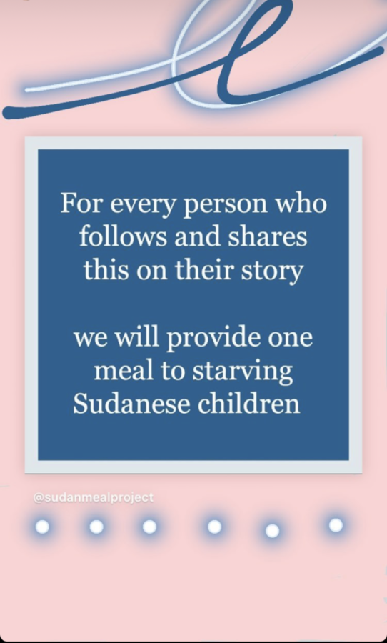 Students decorated their Instagram stories with these posts, believing that they were donating a meal to a Sudanese child in need.