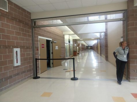 Security Guard Melinda Schulz guards the empty halls