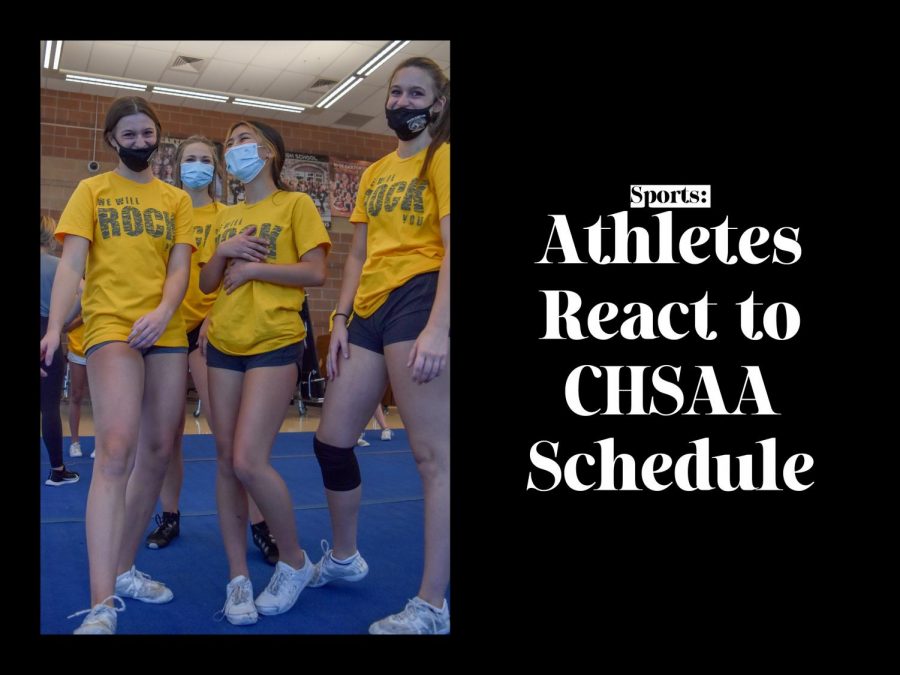 Girls on the JV Cheer team laugh during their practice Sept. 29. The Cheer team can now perform at football games, while maintaining social distancing and remaining on the sidelines.