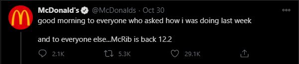 The McRib Is Back, Baby – The Rock Online