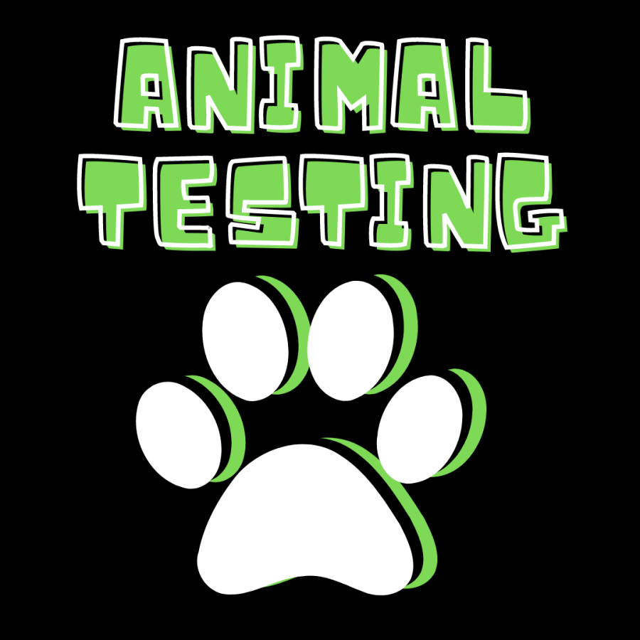 A graphic introduces the topic of animal testing and its impacts.