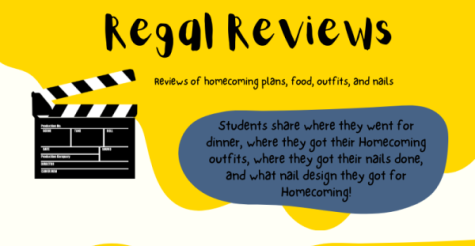 A graphic displays student reviews of plans for Homecoming.