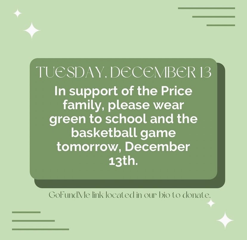 A+graphic+announces+the+Green+Out+for+Dec.+13+on+the+Student+Council+social+media%2C+posted+Dec.+12.+The+Green+Out%2C+organized+by+students+at+both+Rock+Canyon+and+Cherry+Creek+High+School%2C+encouraged+both+communities+to+wear+green+to+school+and+the+basketball+game+to+show+support+for+the+Price+family.