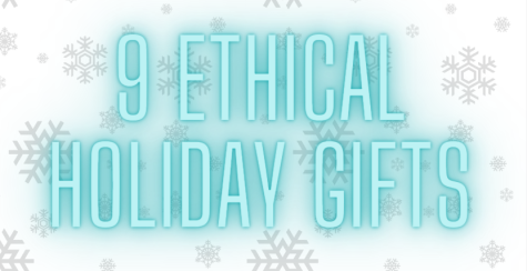 The title of the infographic reads, 9 Ethical Holiday Gifts.