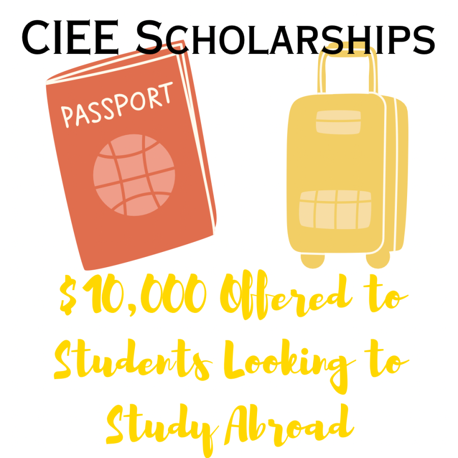 A graphic depicts the opportunity for a scholarship to study abroad.