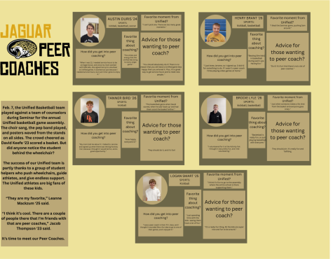 A graphic depicts profiles of the peer coaches for the Unified students.