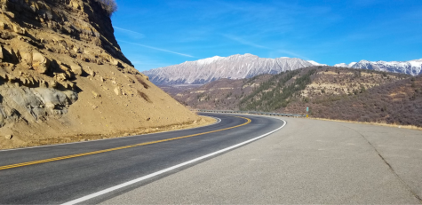 The Million Dollar Highway connecting Ouray and Telluride overlooks the Rocky Mountains.