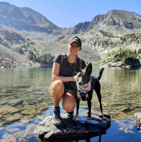 Danielle Harrison poses with her dog on a hike in Colorado. I would recommend for teens to go to Chatfield Park and have a fun beach day, Harrison said.