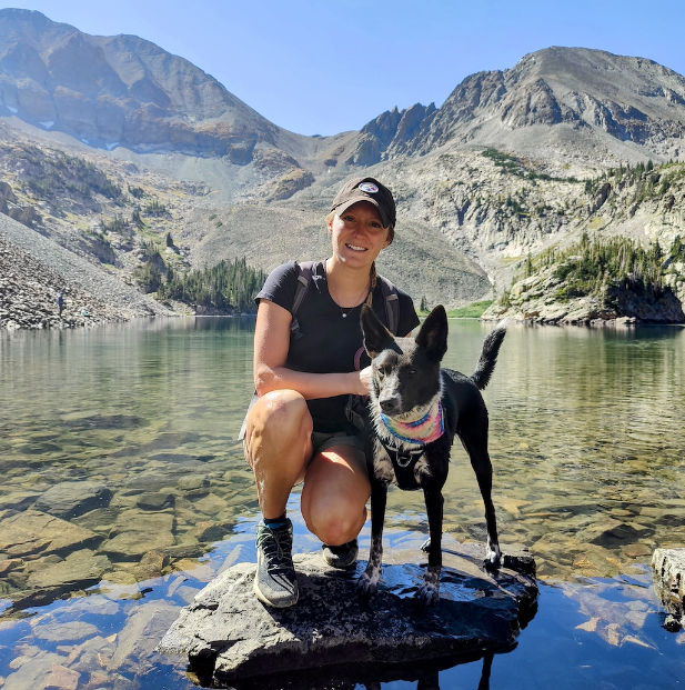 Danielle+Harrison+poses+with+her+dog+on+a+hike+in+Colorado.+I+would+recommend+for+teens+to+go+to+Chatfield+Park+and+have+a+fun+beach+day%2C+Harrison+said.