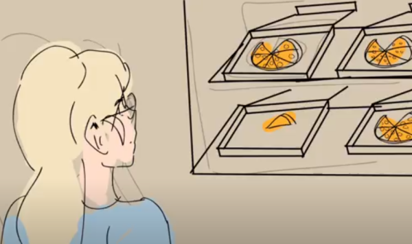An animated Sophie Harris 26 looks at the options for lunch.