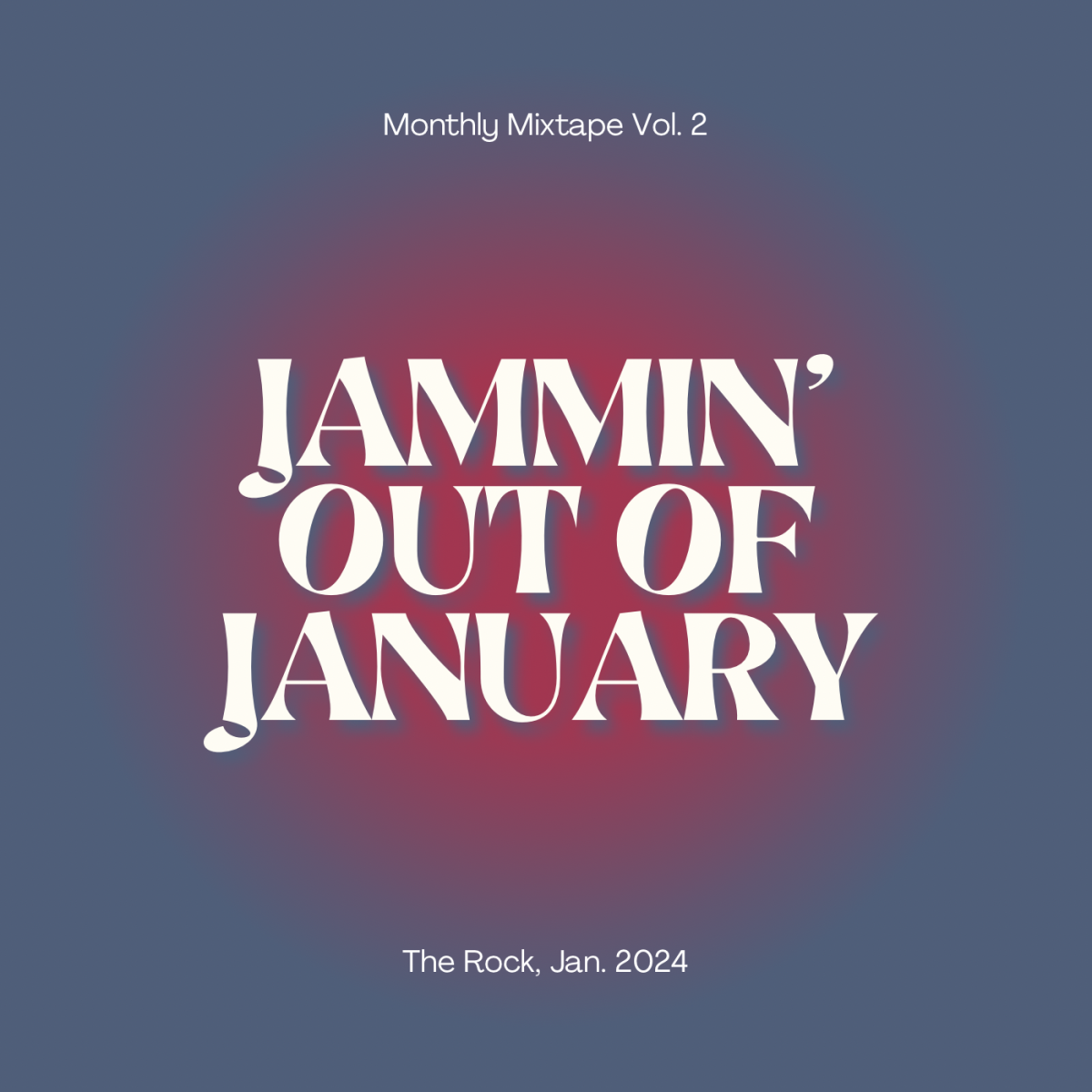 The graphic reads Jammin’ Out of January to introduce the assortment of songs picked this month.