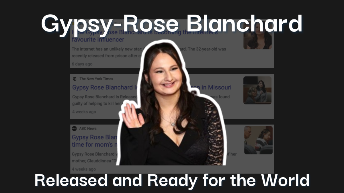 A graphic depicts Gypsy-Rose Blanchard in a media appearance, with various headlines about her release from prison behind. Blanchard was released early on parole from a ten-year prison sentence for second-degree murder on Dec. 28 in Chillicothe, Missouri.
