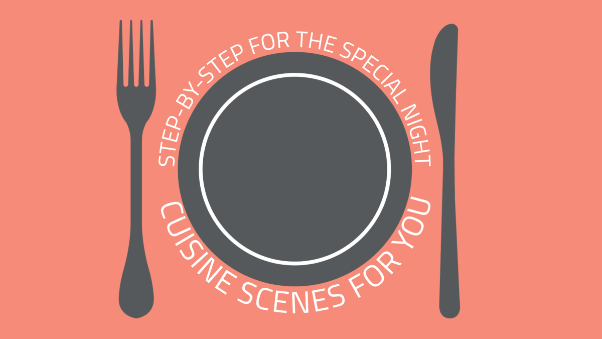 A visual depicts a set dining spot surrounded by the words “Step-by-Step for the Special Night” to introduce part two of the three-part Prom series.
