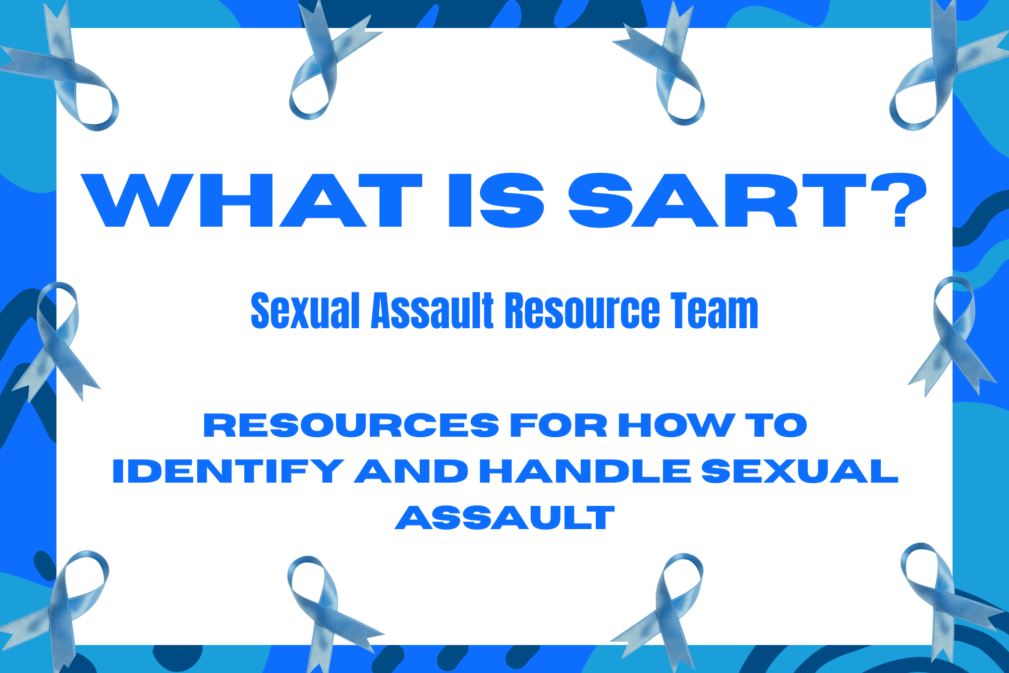 Over 54% of sexual violence victims are ages 18-34 in the United States. SART or the Sexual Assault Resource Team is a club that provides resources and presentations about sexual harassment, assault and violence. The National Sexual Assault Hotline is 1-800-656-4673.